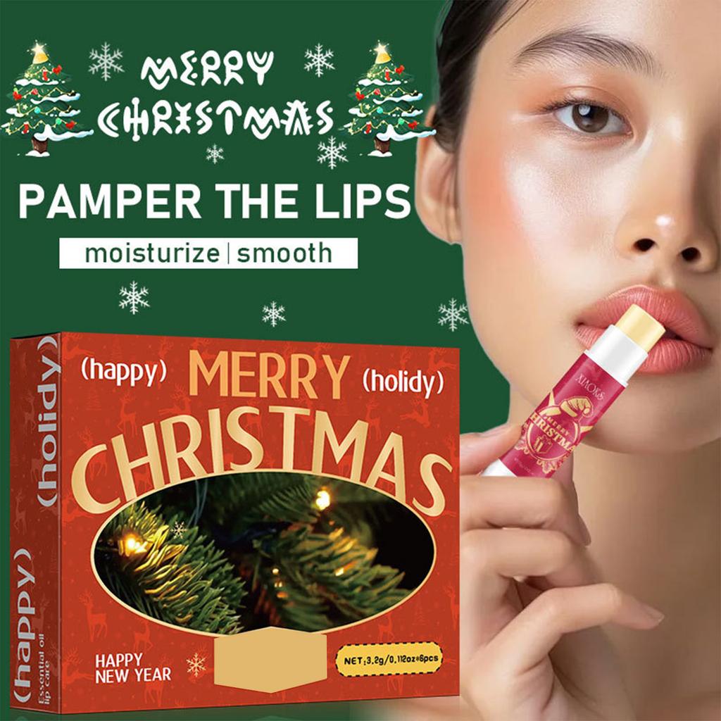 Рождественский подарочный набор бальзамов для губ, 3 фруктовых аромата, увлажняющий бальзам для сухих потрескавшихся губ, в изысканной упаковке, подарок для ухода за губами для женщин и мужчин.