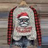 Women's Fashion Round Neck Pullover Plunging Sleeve Tee Christmas Printed Top