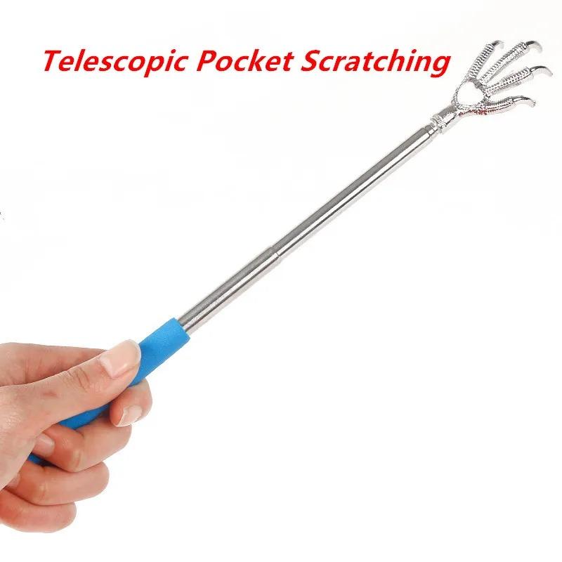 Новый держатель для ручки из нержавеющей стали, скребок для спины в виде медвежьего когтя, выдвижной карманный набор для скребкового массажа, пылесборник