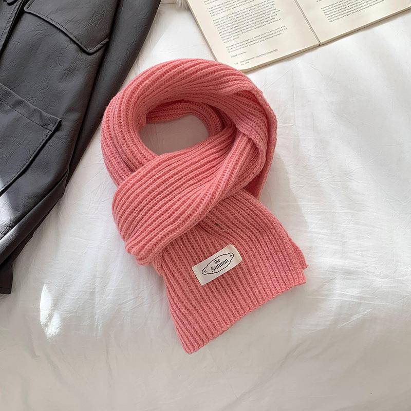 Solid Color Scarf Women's Winter Versatile Knitted Warm and Cold-proof Couple Student Scarf Tide