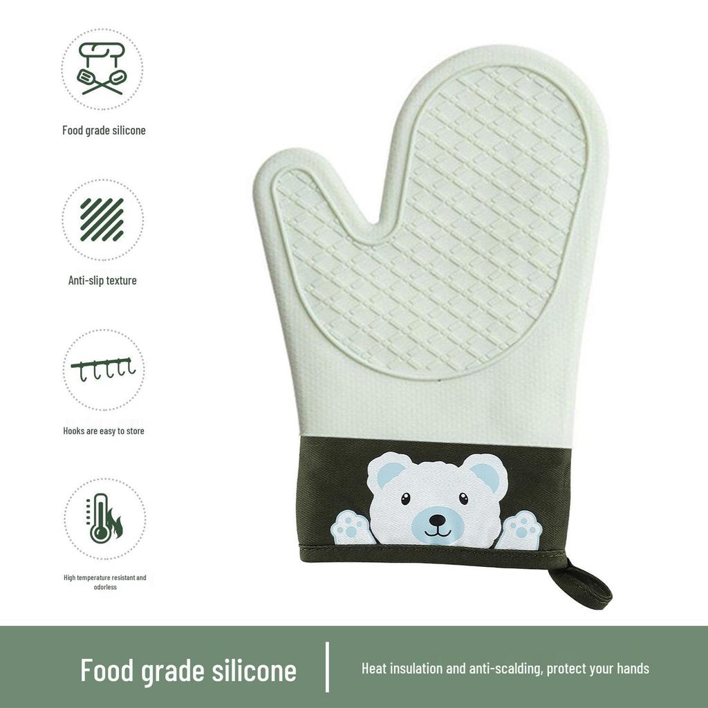 Thickened Non-Slip Silicone Kitchen Oven Gloves: Heat-Resistant and Anti-Scald Baking Mitts