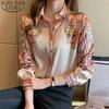 2023 весенняя модная блузка с цветочным принтом, женские атласные рубашки, женские топы, осенние шелковые рубашки с длинным рукавом, женская одежда 18440