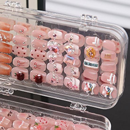 Yousheng Прозрачный бокс для хранения накладных ногтей, складной бокс для хранения нейл-арта, пластиковый дисплейный кейс большой вместимости для накладных ногтей и типсов