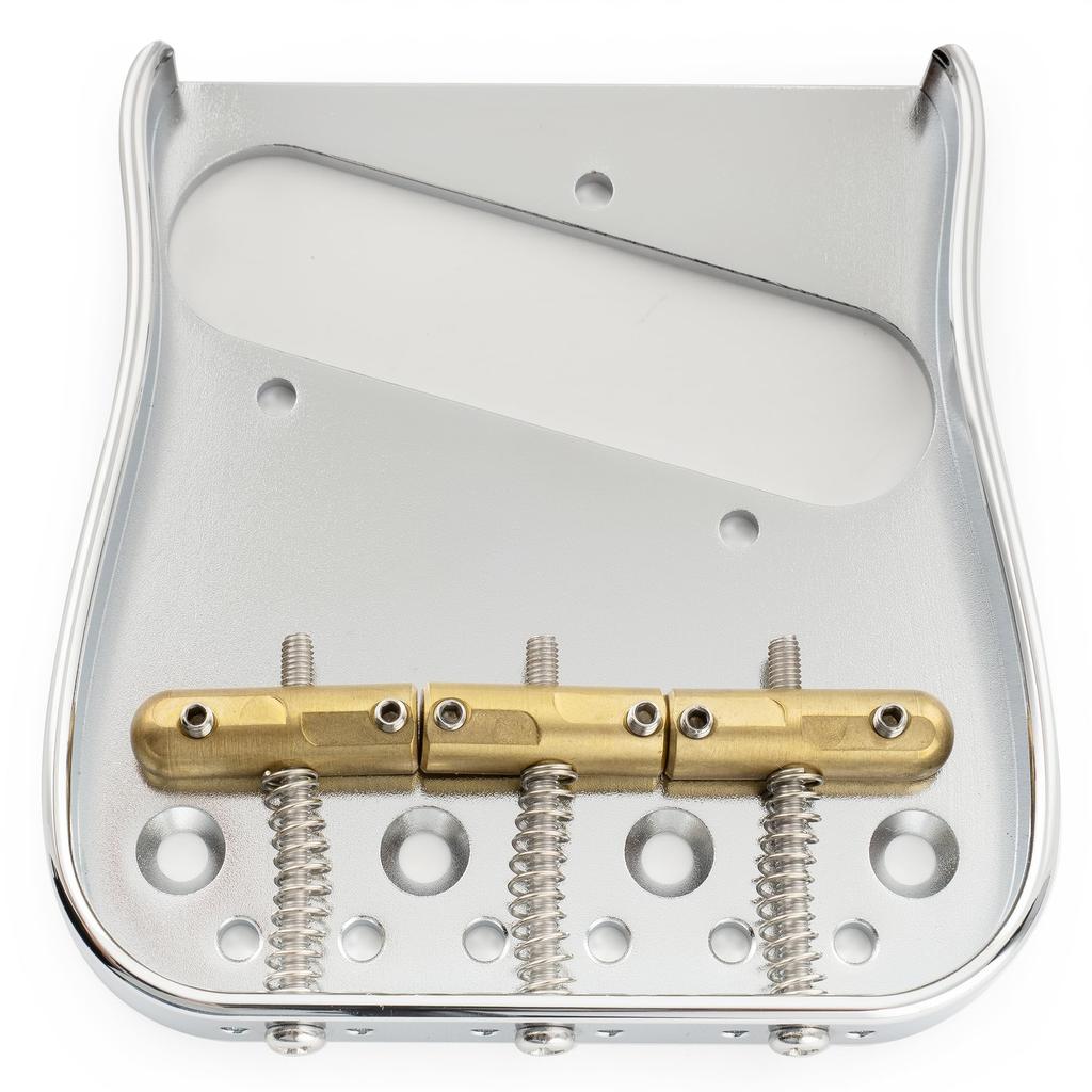Musiclily Ultra Curved Telecaster with Brass Saddles and Brass Plates for TL Electric Chrome 10.8mm Bridge, 3-Way, Guitars,