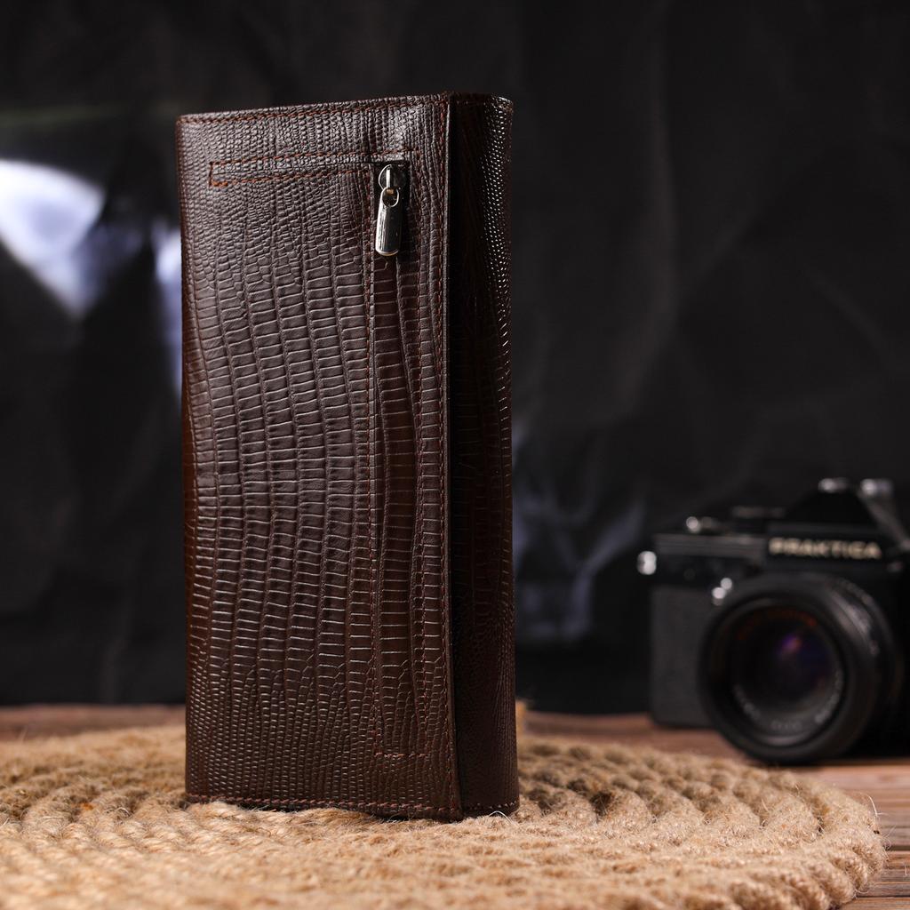 Стильный женский кошелек из натуральной фактурной кожи CANPELLINI Wallet 21607 Коричневый