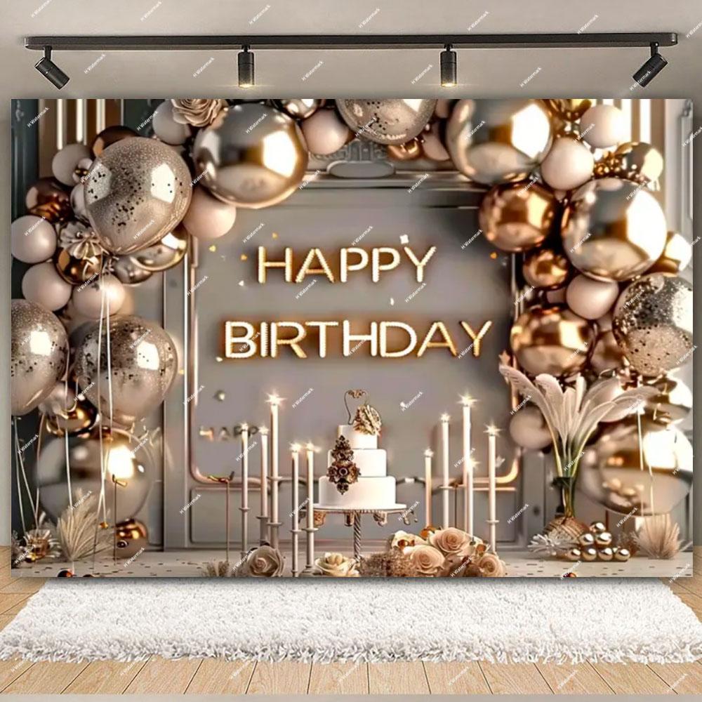 Gold Glitter Pink Blue Birthday Party Photo Backdrop Balloon Star Booth Banner Poster Adult Theme Party Decoration Supplies Gift