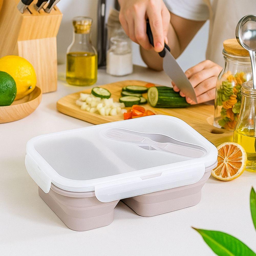 Rectangle Foldable Lunch Box Airtight Fresh Keeping Box Food Storage Container for Kitchen