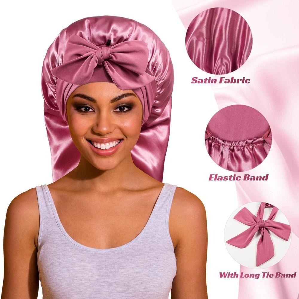 Hair Protection Satin Bonnet Curly Hair Braid Bonnet Extra Long Sleeping Cap Women