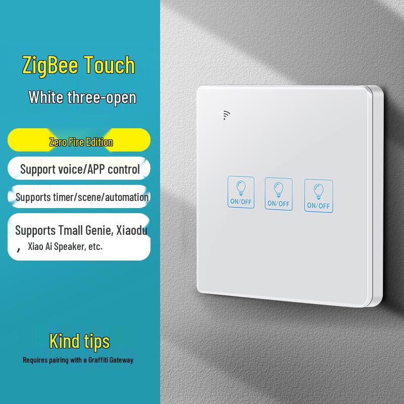 Zhengshang C8 Граффити Zigbee Сенсорный Умный Выключатель с 80 Ом Голосовым Управлением для Alexa и Google Assistant.
