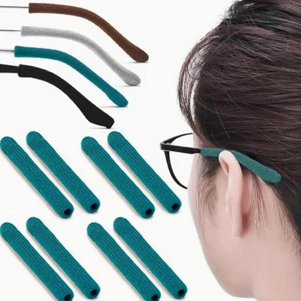 Anti-Slip Eyeglass End Temple Tips Soft Cotton Fabric Frame Leg Glasses Retainer Cushion Ear Sock Sleeve Comfort Eyewear