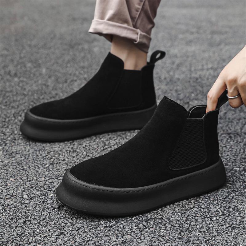 Мужские ботинки мартин осенние ботинки в британском стиле высокие кожаные туфли повседневные короткие ботинки средней высоты ретро ботинки цвета ревеня 1203-J