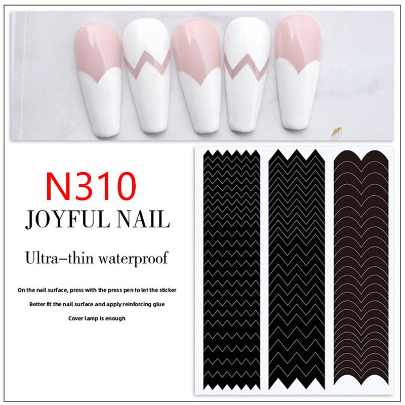 1 Sheets French Manicure Strip Nail Art Form Fringe Tip Line Guides Sticker