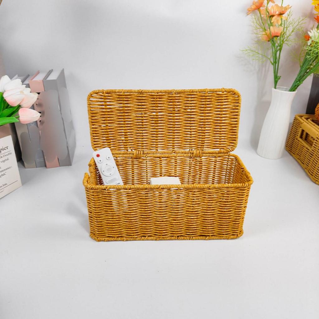 Cables Cover Box Versatile Woven Easy to Clean Desktop Wire Management Basket