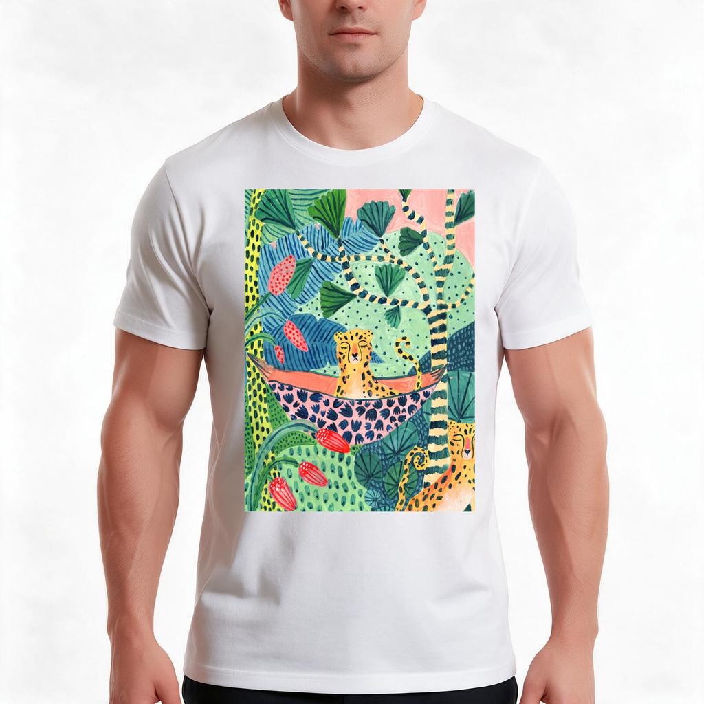 Jungle Leopard Family Tshirt Summer Casual Cotton Tee Oversized Streetwear Tops Vintage Graphic Print Unisex Unisex Unisex