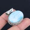 Larimar Gemstone Pendant Solid 925 Sterling Silver Pendant Jewelry Gift For Unisex