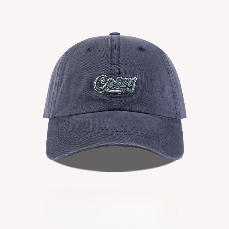 Korean style Old Washing Embroidered Letter Baseball Cap Women's Wide Brim Soft Top Baseball Cap Versatile Face Showing Small Hat