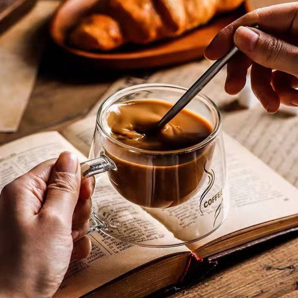 200 мл Высоко боросиликатное термостойкое стекло с двойными стенками кружка для кофе выдувная ручная пивная кружка стаканы для питья с ручкой