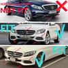 Front Bumper Lip Body Kit Spoiler Splitters for Mercedes C Class W205 S205 C180 C200 C220 C250 C300 2015-2018 Gloss Black ABS