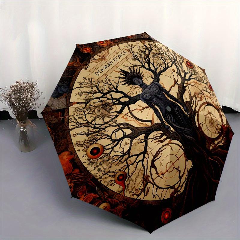 DIAMAV CONER: The Tree of Life, Limited Edition Art Print Umbrella, Cute Umbrella with Cute Design, Portable 3-Fold Compact Umbrella for Men & Women,