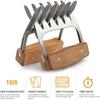 Metal Meat Shredder Claws, 18/8 Stainless Steel Meat Forks with Wooden Handle for Shredding, Pulling, Handing, Lifting & Serving