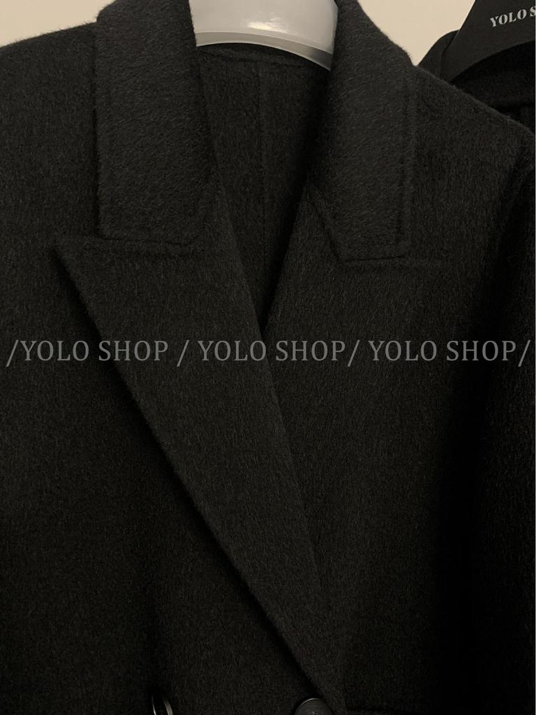 YOLO SHOP Премиальное двустороннее шерстяное пальто, стандартное плечо, утолщенный кашемир для осени/зимы, маленький размер.