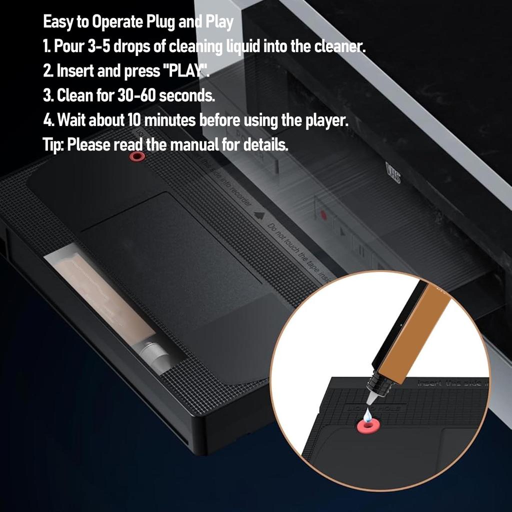 Очиститель видеоголовок VCR Влажная технология Многоразовый Безопасная очистка Очиститель видеоголовок VHS для VCR VHS-плеера VCR-плеера Очиститель головок