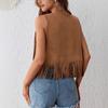 Женский безрукавный жилет с бахромой Повседневный богемный стиль Элемент для многослойного образа