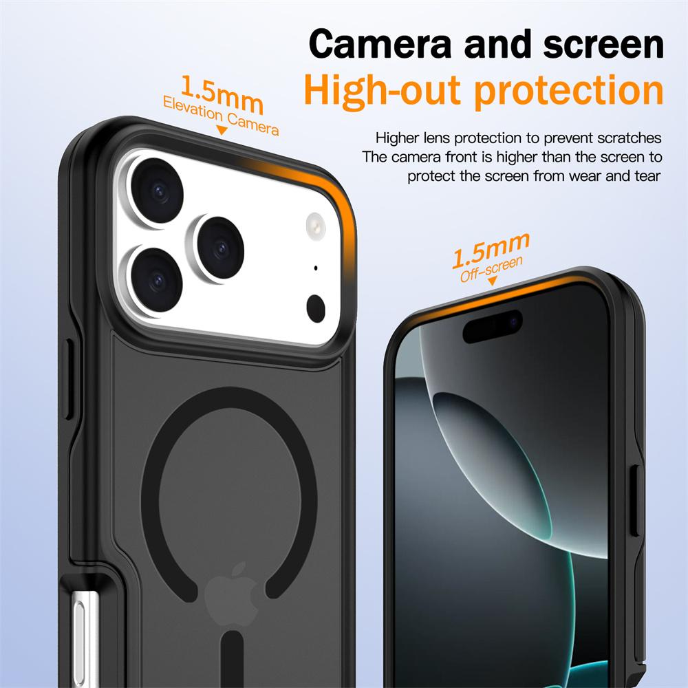 Luxury For Magsafe Frosted Translucent Armor Matte Phone Case For 17 Pro Max Air Plus Dual-Layer Protective Back Cover
