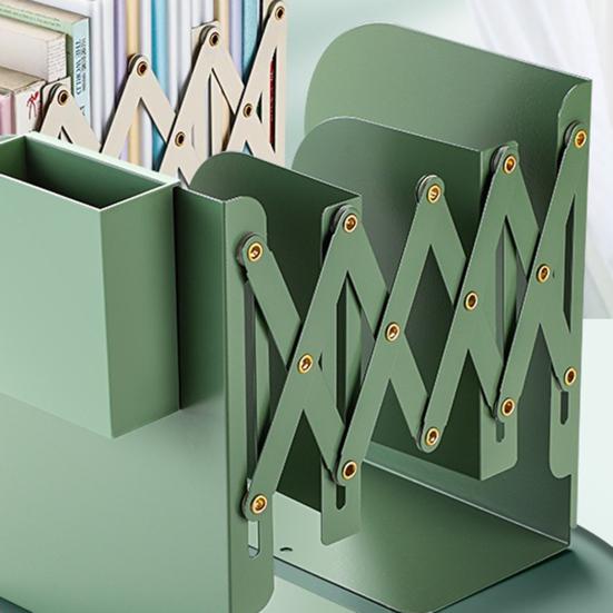 Metal Bookend Retractable Desktop Book Stand Space-saving Book Organizer Holder for Home School Office