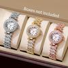 1/3PCS Luxury Rhinestone Women Watches Fashion Roma Dial Quartz Watch for Women Clock