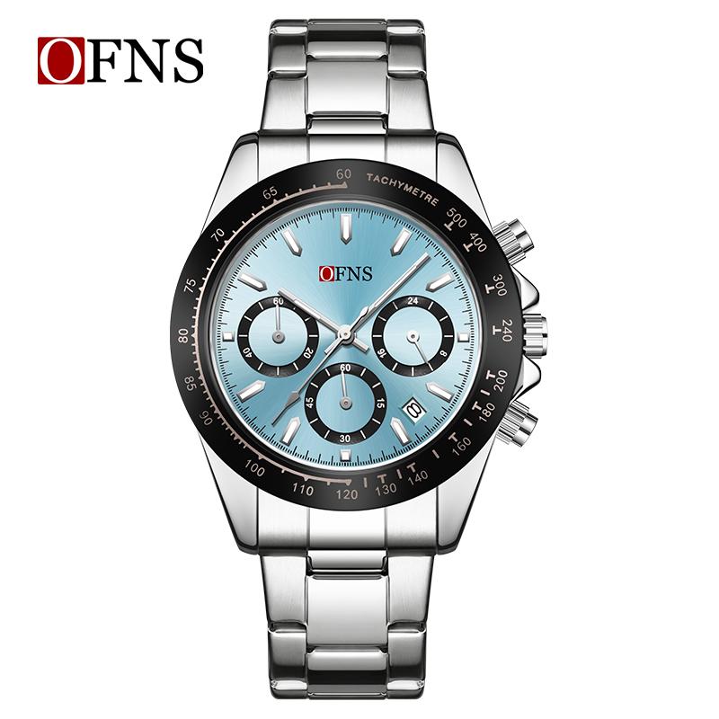 Роскошные мужские кварцевые часы, многофункциональные, три очка, шесть стрелок, хронограф, водонепроницаемые, ночник, мужские кварцевые часы