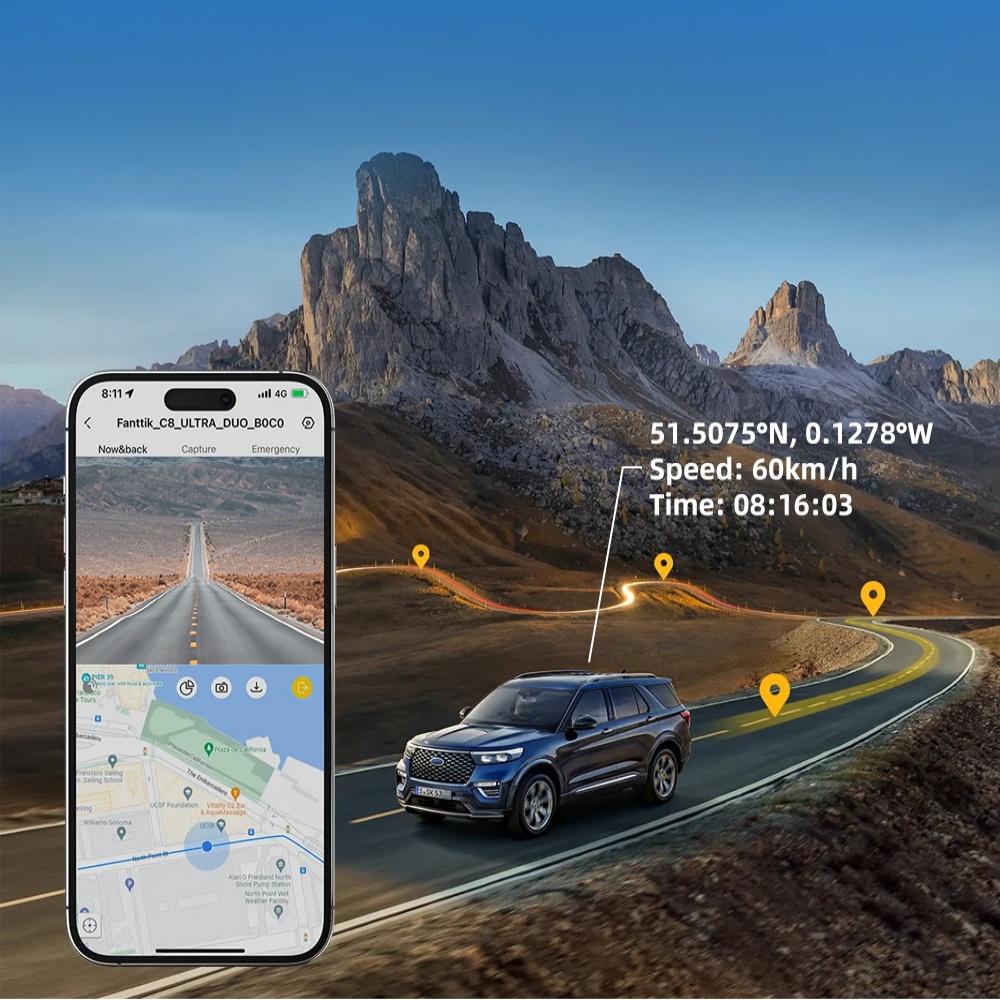 2Inch 4K+2K+1K 4K 3 Channel Dash Cam Dashcam Front and Rear Inside Interior WIFI GPS Night Vision Parking Monitor for Car