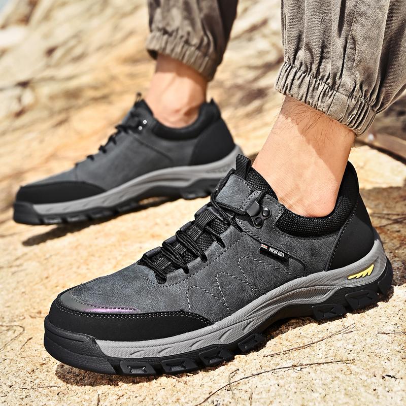 Autumn Men Outdoor Mountaineering Anti Slip Fashion Hiking Platform Wear-resistant Leather Casual Work Shoes Zapatillas Hombre