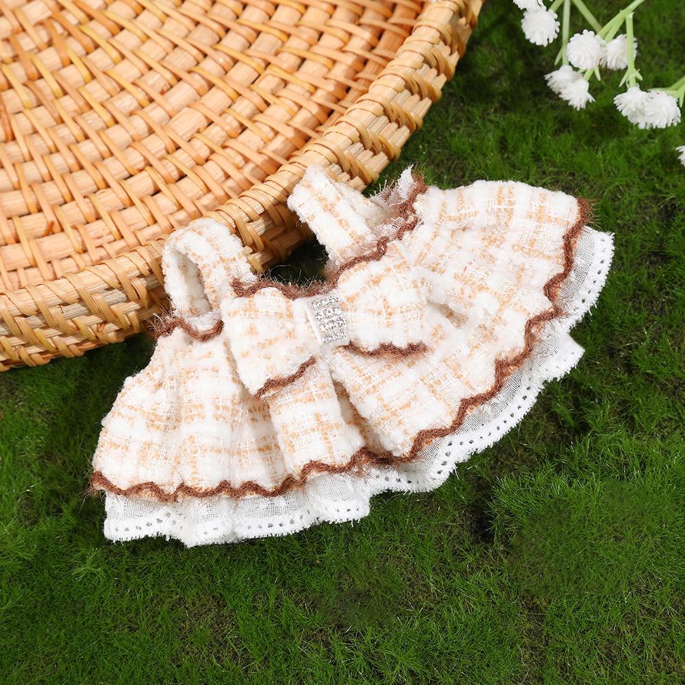 Cute Bow Lace Dress Retro Doll Accessories Fashion Girl Gift Toy for 10-15cm Cotton Doll