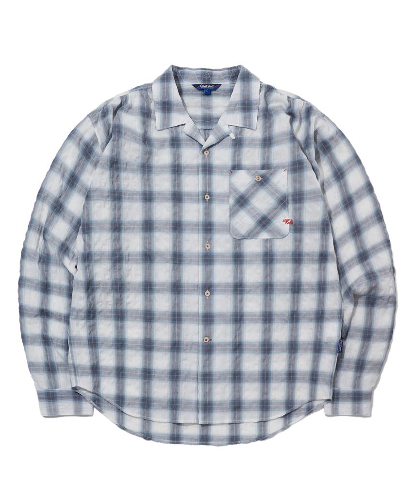 PENFIELD Ombre Seersucker Open Collar Shirt Blue_Fs1Wr54U