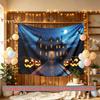 Halloween Spooky Pumpkin Banner, Multicolor Polyester Backdrop for Wall Hanging Decor