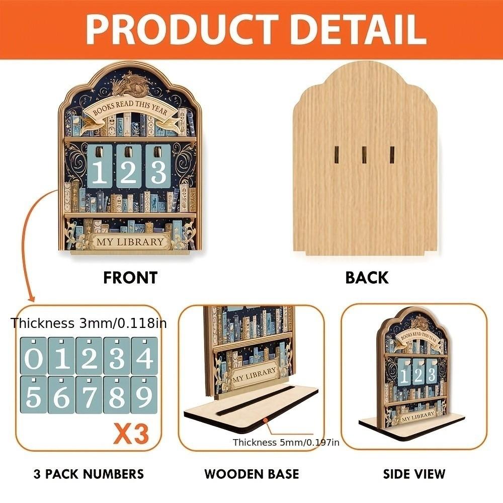New 2D Books Read Tracker Books Read This Year Handmade Reading Counter Wooden Reading Tracker Signage Home Library Decor