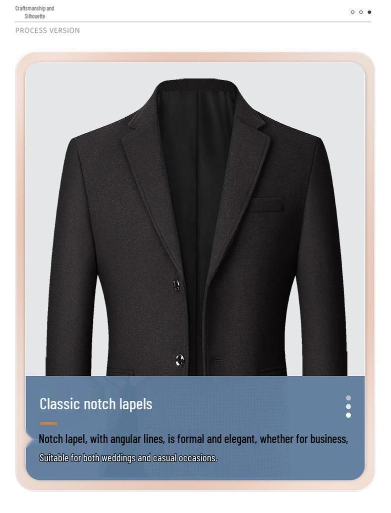 Новый мужской пиджак из смесовой шерсти в стиле business casual для осени и весны - Не требующий глажки, Идеально подходит для пап среднего возраста