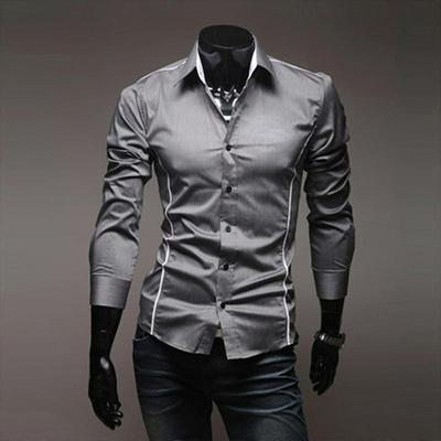 Мужской персонализированный приталенный топ с лацканами, с длинными рукавами, повседневная красивая рубашка