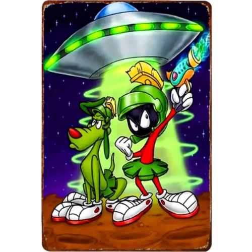 Marvin The Martian Vintage Style Metal Sign Decor Retro Cartoon Aluminum