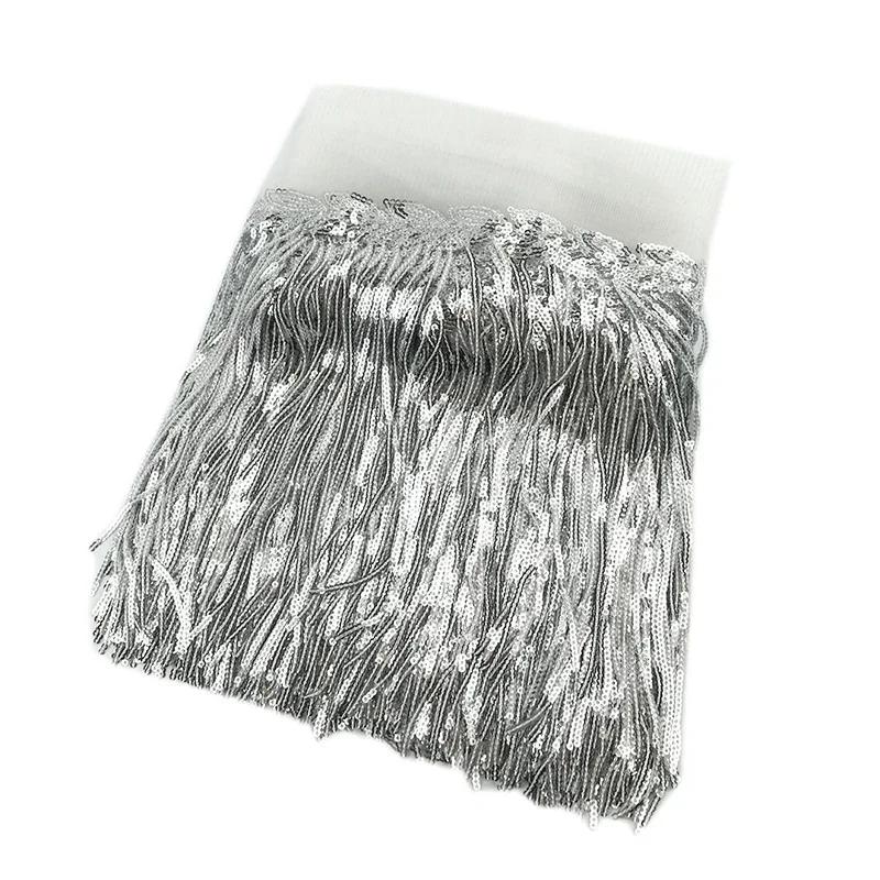 5/10 ярдов Meetee 20 см бахрома с пайетками, кружевная лента, ткань для свадебного платья, для шитья одежды своими руками
