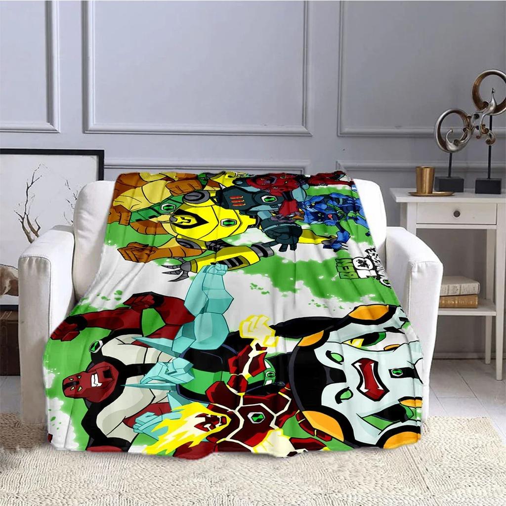 Cartoon B-Ben 10 Hero Anime Blanket Children's Blanket High Quality Flannel Blanket Soft Comfortable Home Travel Blankets