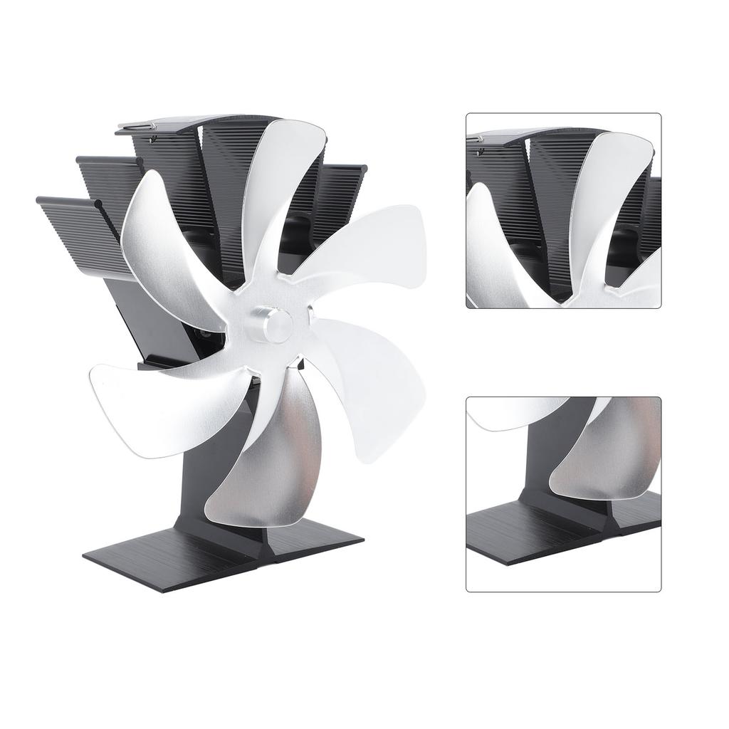 Вертикальный вентилятор для плиты с 6 лопастями, тепловой вентилятор с быстрой циркуляцией тепла, дизайн ручки для плиты