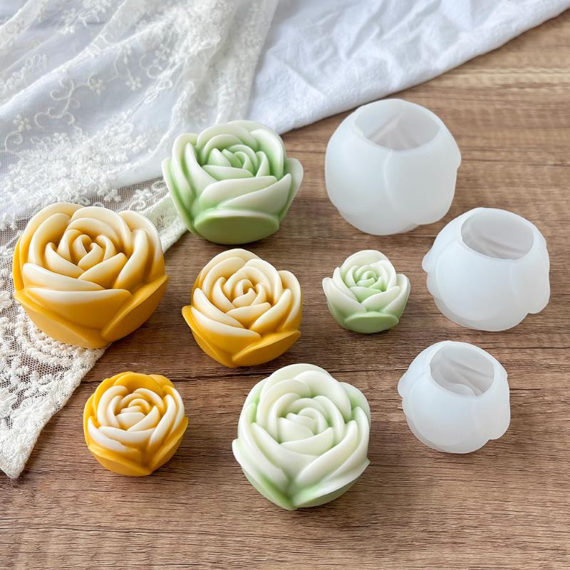 Multi Size 3D Flower Shape Silicone Rose Mold Candle Mould Handmade Soap Mold Wedding Cake Decor Jelly Valentine's Day Gift DIY