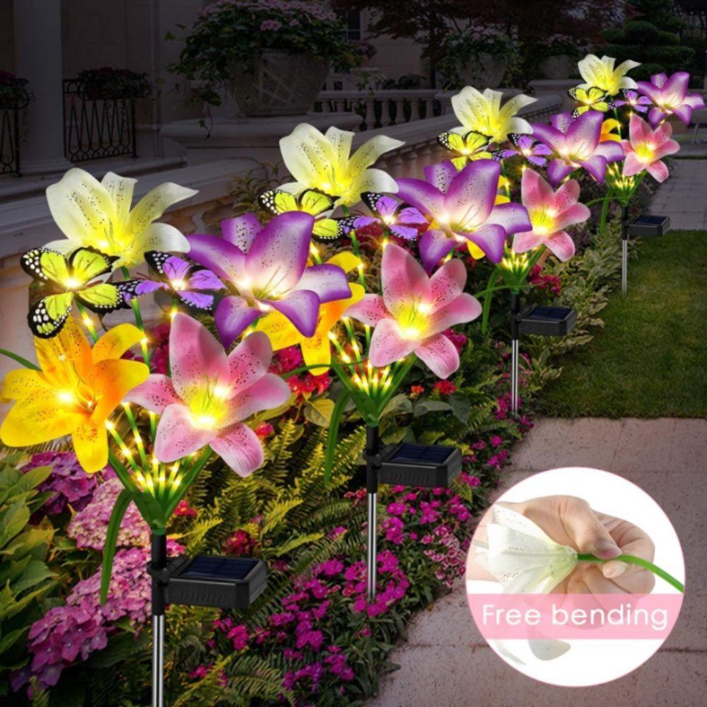 Flower Decor Solar Garden Lights Butterfly Design Garden Courtyard Lamp Landscape Lighting