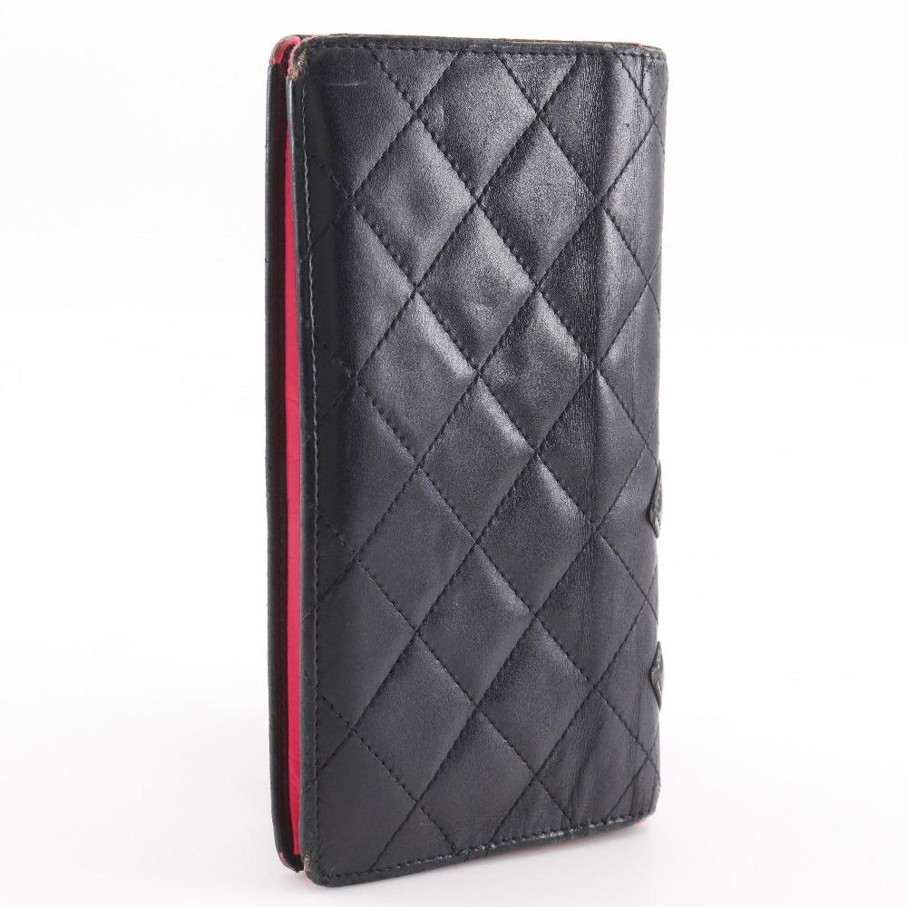 Chanel Кошелек Cambon line A26717 Складывающийся черный Телячья кожа Женский Б/У
