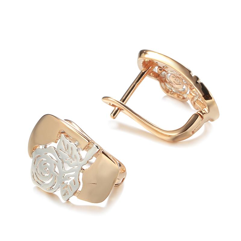 Мода Розовое Золото Цвет Микс Полые Роза Цветок Английские Серьги Свадебная Вечеринка Ежедневные Винтажные Женские Украшения Подарок