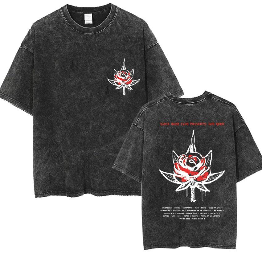 Vintage Washed Cotton T Shirts Eladio Carrion DON KBRN Tour 2025 Print Tshirt Men Women Casual Fashion Clothing Oversized Tees