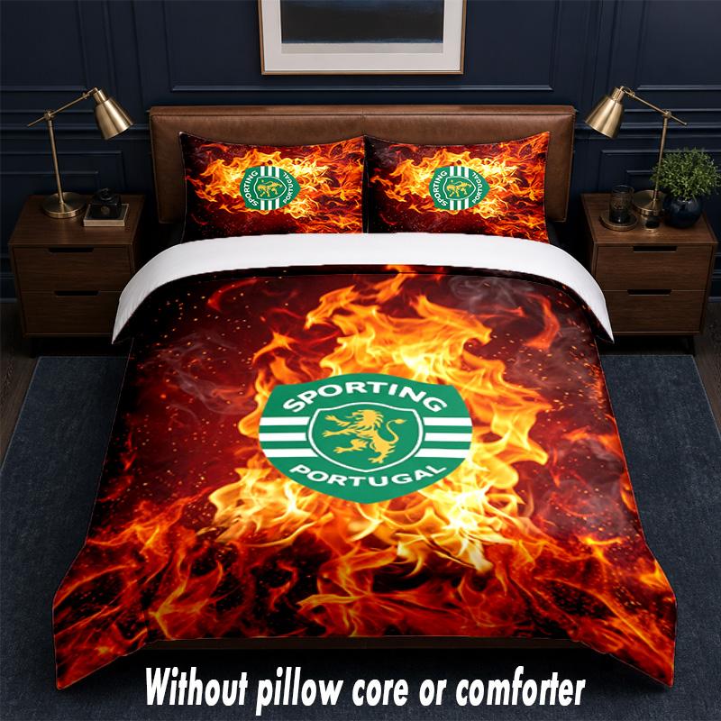 Sporting CP FC Design Bed Bedding Set 1 Duvet Cover + 2 Pillowcases Soft Breathable Household Bed Linens