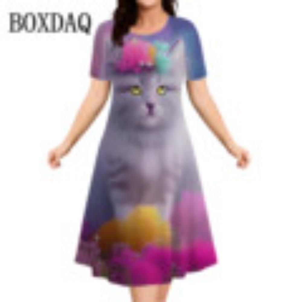 Летнее ретро-платье А-силуэта с цветочным принтом для женщин, свободное платье с короткими рукавами и 3D-принтом, повседневный ретро-вырез, новые женские солнцезащитные очки